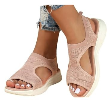 HOOUDO Sandalias Ortopedicas Corregir Juanetes Sandalias Ortopedicas Mujer Verano Ligero Casual Zapatos Deportivas con Punta Abierta Sandalia de Punto para Caminar Vacaciones
