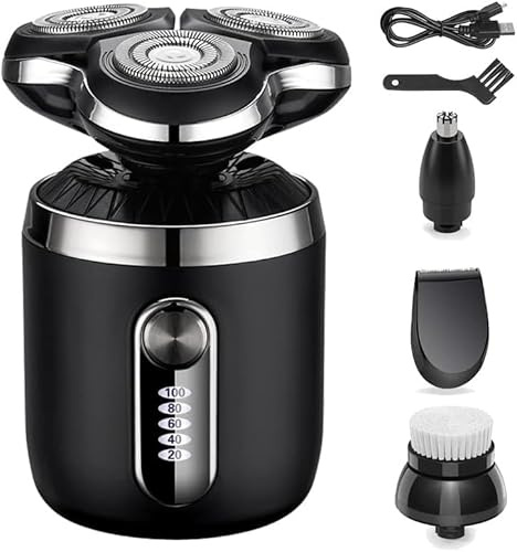 SHRGOMPIT Rasoir électrique for Hommes, Rasoir électrique for Hommes, étanche, sans Fil, Rotatif 3D, Tondeuse à Barbe Rechargeable par USB avec écran LCD