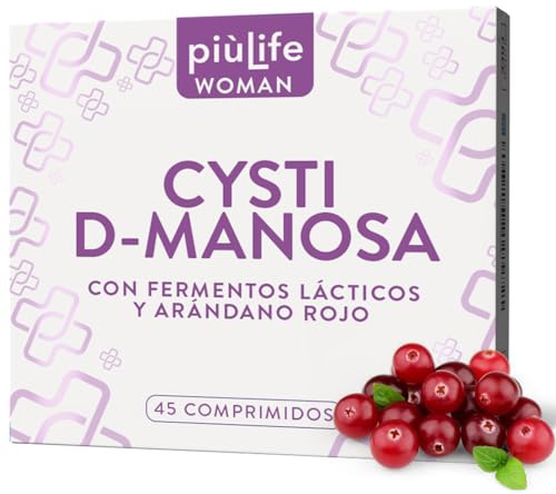 D Manosa Y Arandano Rojo Cistitis PiùLife, 45 Comprimidos, Suplemento D Manosa 2000 mg Con Cranberry Y Fermentos Lácteos, Suplemento Bienestar Urinario Y Salud Intima Femenina