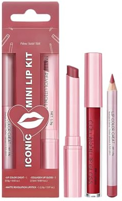 Kit De Labios Completo Con Lápiz Labial Barra De Tinta Y Brillo, Set De Maquillaje Para Labios De Larga Duración Y Alta Pigmentación, Fórmula De Cobertura Total Que Realza El Color Natural, 02