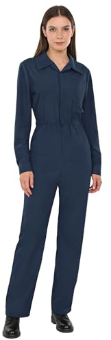 Freebily Damen Arbeitsoverall Blaumann Overall Arbeits Jumpsuit Mit Knöpfen Coverall Werkstatt Mechaniker Arbeitskleidung A_Navy blau S