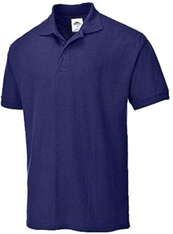 Portwest B210 Pikétröja Naples Kort Ärm Ribbad Krage och Muddar Polybomull | Marinblå, 2XL, UPF 40+, Normal Passform, 35% Bomull, 65% Polyester, Manschett med 2 Knappar, Tvåtrådssömmar, Yttre Hudtyg