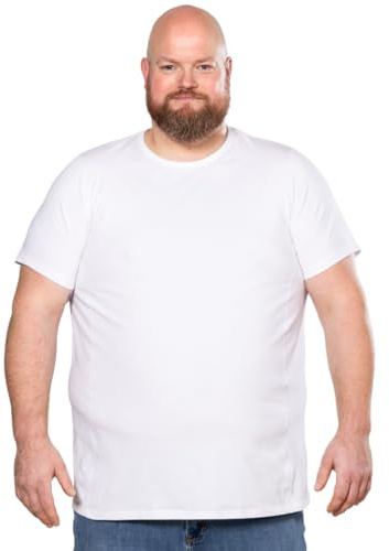 4XL T-Shirt für Männer mit Übergröße Bauchumfang Herren Rundhals Basic Tshirt Übergrößen. 4XL-B (für bauchumfang 138-145 cm) Weiß