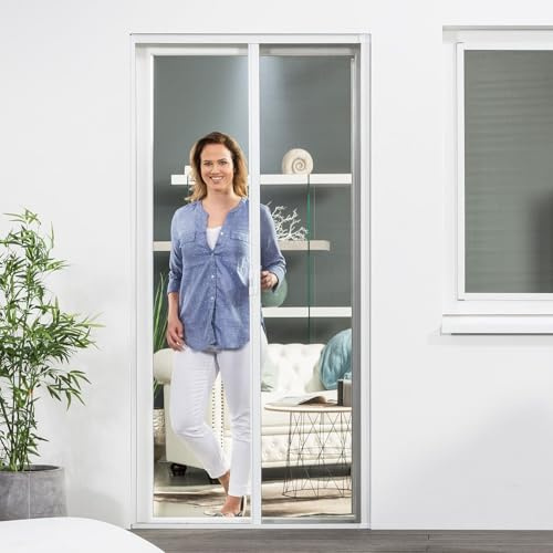 empasa Insektenschutz Fliegengitter Tür Rollotür Insektenschutzrollo SMART Schiebetür Rollo ausziehbar, individuell zuschneidbar, Größe: 80 x 200 cm, Farbe: weiß