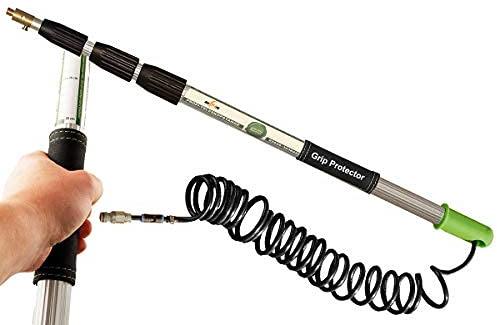 Axis Line Profi Wasserteleskopstange | mit innenliegenden Schlauch | Vier Längen wählbar | 8/10 / 12/16 Meter | incl. Grip Protector | Reinigen von Glas Fenster Staub Terassendach Solar | (12M)