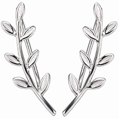 ENTREPLATA Pendientes de Plata de Ley 925 para Señora Pendientes Trepadores Ear Climber Mujer Chica Joven Ramita.