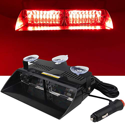 yifengshun Röd LED lagstiftning nödsituation fyr risk stroboskop lampor hög ljusstyrka 16 lysdioder 12 V varning för lastbil, släpvagn, interiörtak/vindruta/instrumentbräda med sugkopp