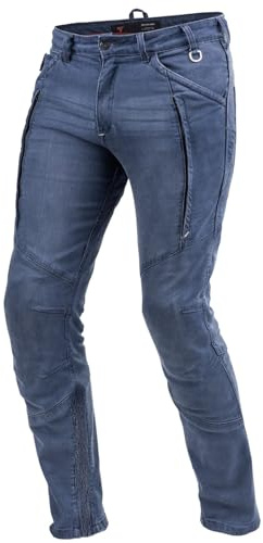 Shima Ghost Jeans Moto Uomo - Pantaloni Biker Ventilato Elastico vestibilità Slim con Rinforzi in Kevlar, Protezioni CE per Ginocchia (Blu, 36)