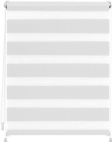 Lichtblick Doppelrollo ohne Bohren mit Verspannung, Trendfarben, stufenlos verstellbar, einfache Montage, für Fenster Weiß, 90 cm x 220 cm (B x L)