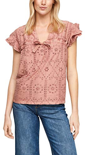 s.Oliver Dam volangblus med hålbroderi, Blush, 40 SE