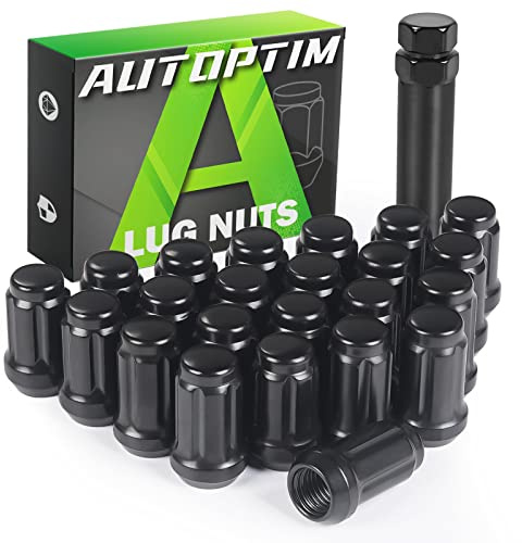 AUTOPTIM 1/2-20 räfflade hjulmuttrar - ersättning för Jeep Wrangler 1987–2018, Jeep Liberty 2002–2012, Jeep Grand Cherokee 1993–2010, svart, 17 mm hög, 3,5 cm sexkantiga hjulmuttrar