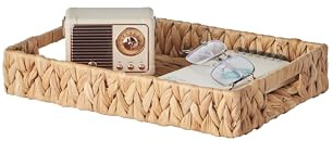 Eden & Willow E&W Rectangle Water Hyacinth, Decorative Natural Hand-Woven Seagrass Serving Tray with Handles (Small)