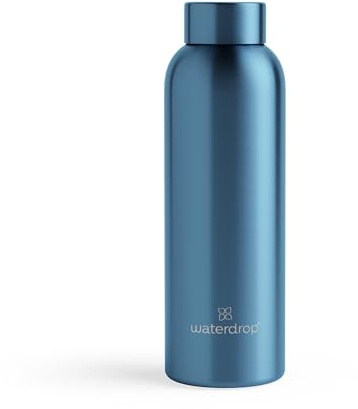 waterdrop® Botella Agua Acero Inoxidable 600ml, Termo Doble Pared: 24h Frio - 12h Caliente, 100% Hermética, Segura - Sin BPA: Para Niños. Botella Térmica Gimnasio, Water Bottle, Thermo, Cantimplora