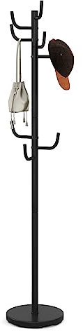 COSTWAY Garderobenständer mit 8 Haken, Jackenständer aus Metall, Kleiderständer in Baumform, Garderobe für Kleidung, Jacken, Hüte, Taschen, 175 cm Höhe