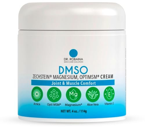 Dr. Robaina DMSO Cream - 99.9% Pure DMSO Pharmaceutical Grade | Formula with Zechstein Magnesium, Arnica, Aloe Vera, Vitamin E - 4 oz
