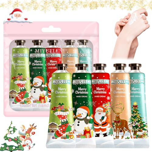 Allony Christmas Hand Cream, Handcream Gifts for Women, Mini Hand Cream, Deeply Moisturising & Nourishing Lotion Gift Set, Christmas Party Gifts, Suitable for Outdoor Use, Travel Size-5-Pack