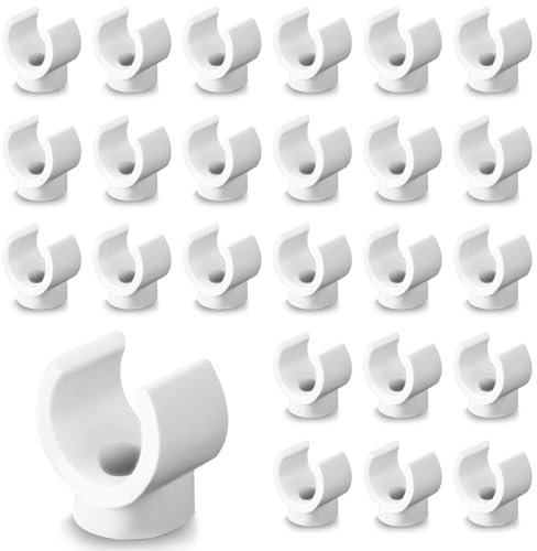 Littlegaofeithing 24 Stück weiße Rohrclips, Schlauchhalterungen für Sanitär- und Rohrleitungen, Schrauben nicht im Lieferumfang enthalten (Innendurchmesser 20 mm)