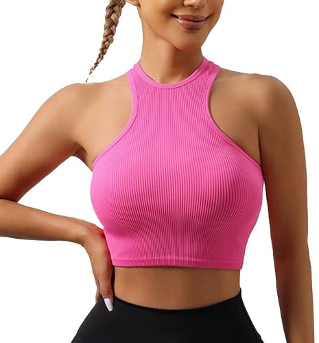 ATRACTIVOLL Débardeur Femme Basique, Crop Tank Top, Printemps ete Hauts sans Manche, Extensibles, Classics, col Rond, Décontracté Yoga Fitness Sport sans Manche T-Shirt Coupe Cintrée