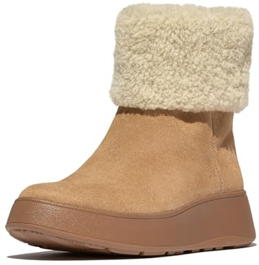 Fitflop dam F-mode Shearling-collar Zip-up Suede Ankle BootsKänga