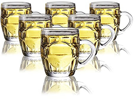 Ölglasögon. Personlig pintglas, ölkopp i glas ölmuggar med handtag Set med 6 roliga underhållningsglas drickskoppar for dryck