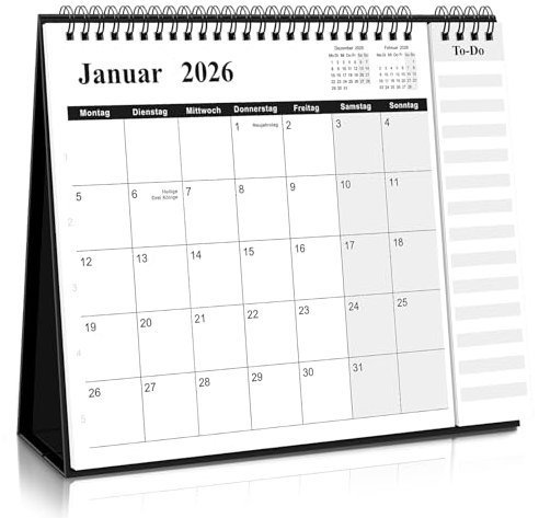 SKYDUE Tischkalender 2025 2026, Kalender Von Jul. 25 Bis Dez. 26, 2026 Tischkalender Zum Aufstellen, Monatskalender 2025 Mit Monatsansicht Abreißbarer Liste,27x23x7.8cm, Kalender Schuljahr (Schwarz)