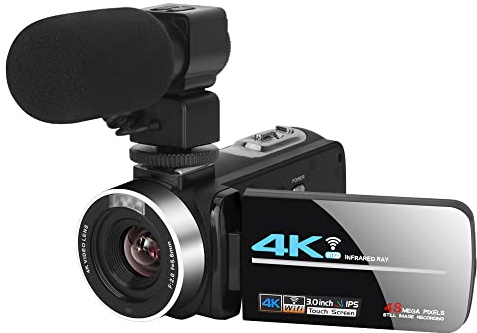 Videokamera, 4K Video Camera -videokamera for Vlog Recording -videokamera WiFi Ir Nattseende 4K 56MP 3.0 Tum 16x digital zoominspelare kamera(Standard,Grey)