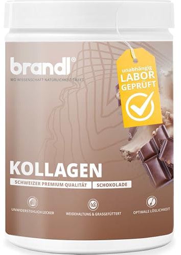 Kollagen Pulver aus Schweizer Weidehaltung | Unabhängig laborgeprüft | 550g Premium Collagen Pulver Schokolade von brandl® & Collaswiss®