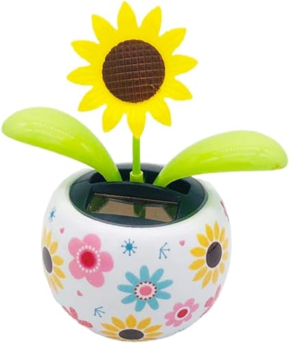 Flores solares, girasoles bailarines con energía solar, bonita flor oscilante que baila con energía solar, decoración de flores para el interior del coche, hogar, escritorio, tablero