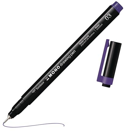 Tombow MONO drawing pen fineliner purple, drawing pen, water-resistant pigment ink, 0.3 mm tip, for sketches and technical drawings [WS-EFL18-03]