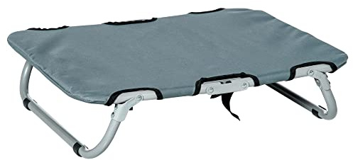 PawHut Hundeliege Outdoor, erhöhtes klappbares Haustierbett mit Stahlrahmen, kühlendes Hundebett für kleine Hunde, Haustierliege für Draußen Camping, Grau, 59 x 46 x 15 cm