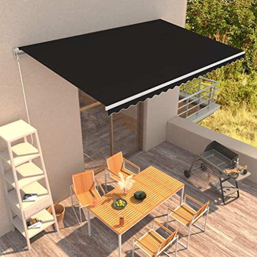 Store enrouleur manuel 500 x 300 cm Anthracite – Idéal pour une utilisation en extérieur sur terrasse, balcon, fenêtre et porte