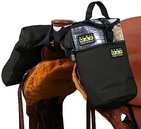 TrailMax Medium Horse Pommel Bags for your Western Saddle; Insulated Saddle Bags for Horses; Camera or Cellphone Saddle Bag; Secured W/Straps Around Pommel of Western or Endurance Saddles;BLK