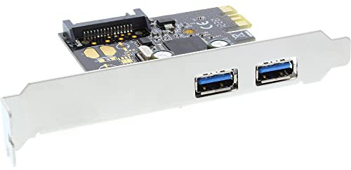 InLine 76666L gränssnittskort, 2 x USB 3.0, PCIe, med SATA-ström, inklusive lågprofilsfack