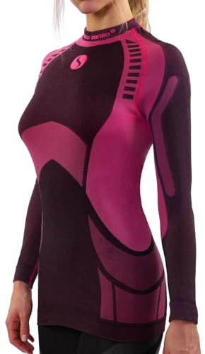 Sesto Senso® Camiseta Térmica Mujer Ropa Interior de Compresión Manga Larga Camisa Funcional Termo Activo (L, Rosa)