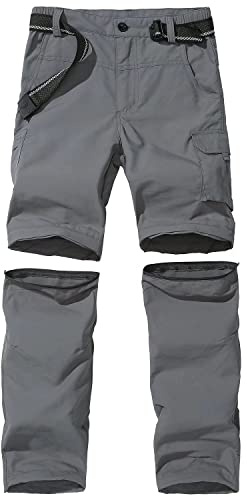FLYGAGA Pantalon d'extérieur pour Enfants, Pantalon de Randonnée, Pantalon Cargo pour Enfants, Convertible d'escalade de Randonnée Imperméable à Séchage Rapide pour Garçon