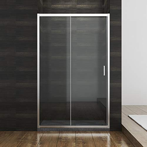 SONNI Duschkabine Duschschiebetür Silber Rahmen, Verschiedene Größen 100/110/120 cm, ESG Klarglas Dusche Nischentür Einzelschiebetür, Glasschiebetür 110x185 cm