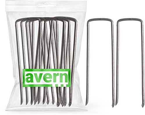 Avern 50 pack of 4 inch Galvanised Garden Securing Peg for weed fabric, netting, fleece, groundsheets, landscape fabrics, polythene sheeting (50 x 4/100mm length, Galvanised Steel (Rust Protected)