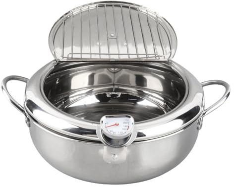 Köksredskapsset Stekgryta Japansk Stil Mini Stekpanna i Rostfritt Stål med Termometer Kompatibel med Induktionsspis(Large 24cm)