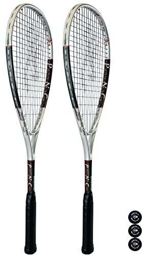 Browning Platinum Deluxe Silver/Black Twin Squash Set inc 3 Squash Balls