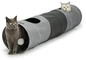 lionto Túnel para Gatos, túnel de Juguete para Mascotas, túnel de Juego con Pelota para Gatos, 30 x 130 cm