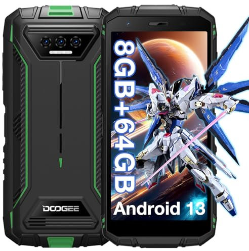 DOOGEE S41T Outdoor Handy Ohne Vertrag (2025), 6300 mAh, 8GB RAM+64GB Octa Core Android Handy Wasserdicht Outdoor Smartphone 5.5 HD+ IP68/IP69K,3MP+ 8MP, 4G Dual SIM NFC/OTG/GPS