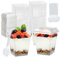 LPAMABA 50 Stück Dessertgläser Plastik 240ml Desserttassen mit Deckel und Löffeln Kunststoff Dessert Becher Dessertschalen Klare Wiederverwendbar Dessertbecher für Mousse Pudding DIY Desserts Party