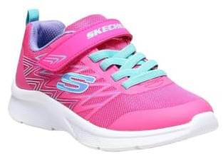 Skechers Girl's Microspec Advance Oasis Point Sneakers, Hot Pink Pu/Multi Mesh, 11 UK Child