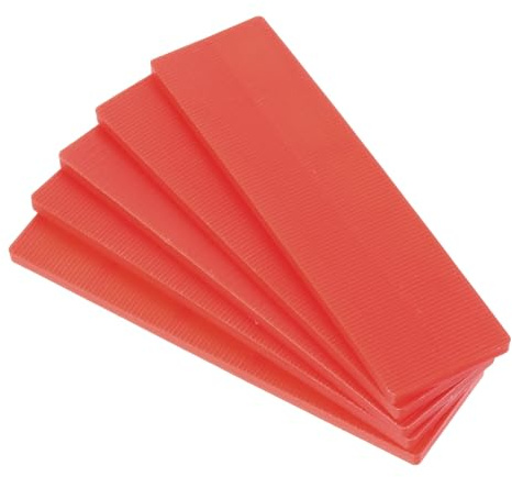 QUARKZMAN 50 Pezzi Spessori in Plastica 100 x 28 x 4 mm Distanziatori Piastrelle Cunei Piastre Piastre Compensazione Blocco Spessore Mobili Vetro per Finestra, Rosso