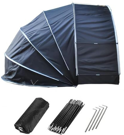 Fxiaobin Box Moto Appeso 2 in 1 Tenda da Moto Proteggi da Vento,Pioggia,Neve,Polvere Tettoia per Auto da Esterno Casetta da Giardino,Black