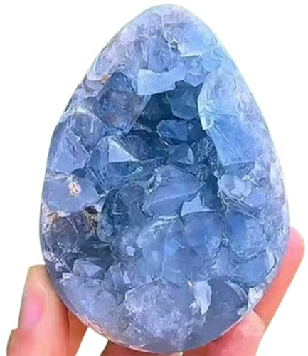 XGINERFEX Celestite Cluster -Blue Crystal Cave for Home Decor,Crystals Geode and Stones, Feng Shui Decoration and Collection,200~290g Gemstone Stone