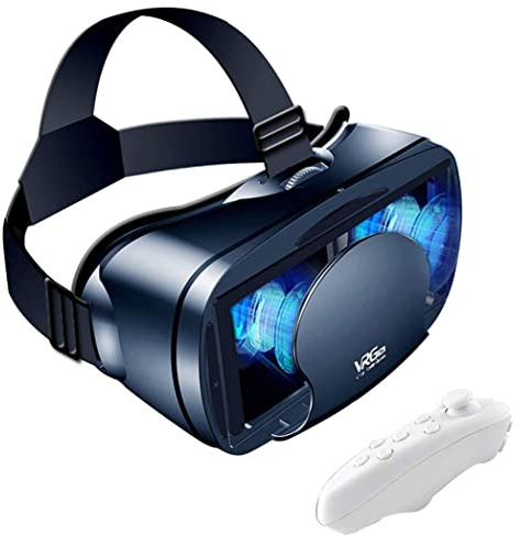 Nukinp VR-headset Virtual Reality glasögon 3D-telefon VR-glasögon mjuka bekväma justerbara avstånd med fjärrkontroll för 3D-filmer spel svart