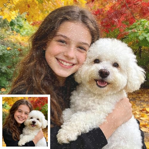 HOBULL Diamond Painting Personalizzato, Personalizzata 5D DIY Diamante Painting per Adulti con Foto, Diamante Quadrato/Rotondo, Personalizzato Regalo Artistico per Decorazione