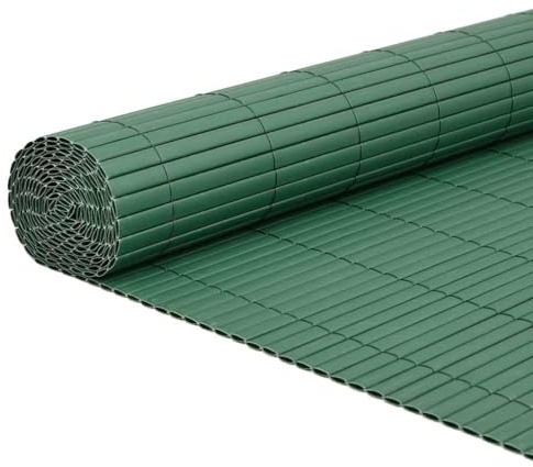 QJBSAVVA Recinzione da giardino, 1,8 x 3 m, verde, in PVC, frangivista per giardino, balcone e terrazza, recinzione a lamelle su entrambi i lati, larghezza delle lamelle 14 mm