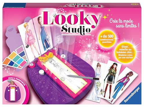 Ravensburger Looky Studio – Table à dessin lumineuse pour enfant – Dessin de mode – Kit créatif styliste – 500 combinaisons – Activité créative dès 6 ans – Version française